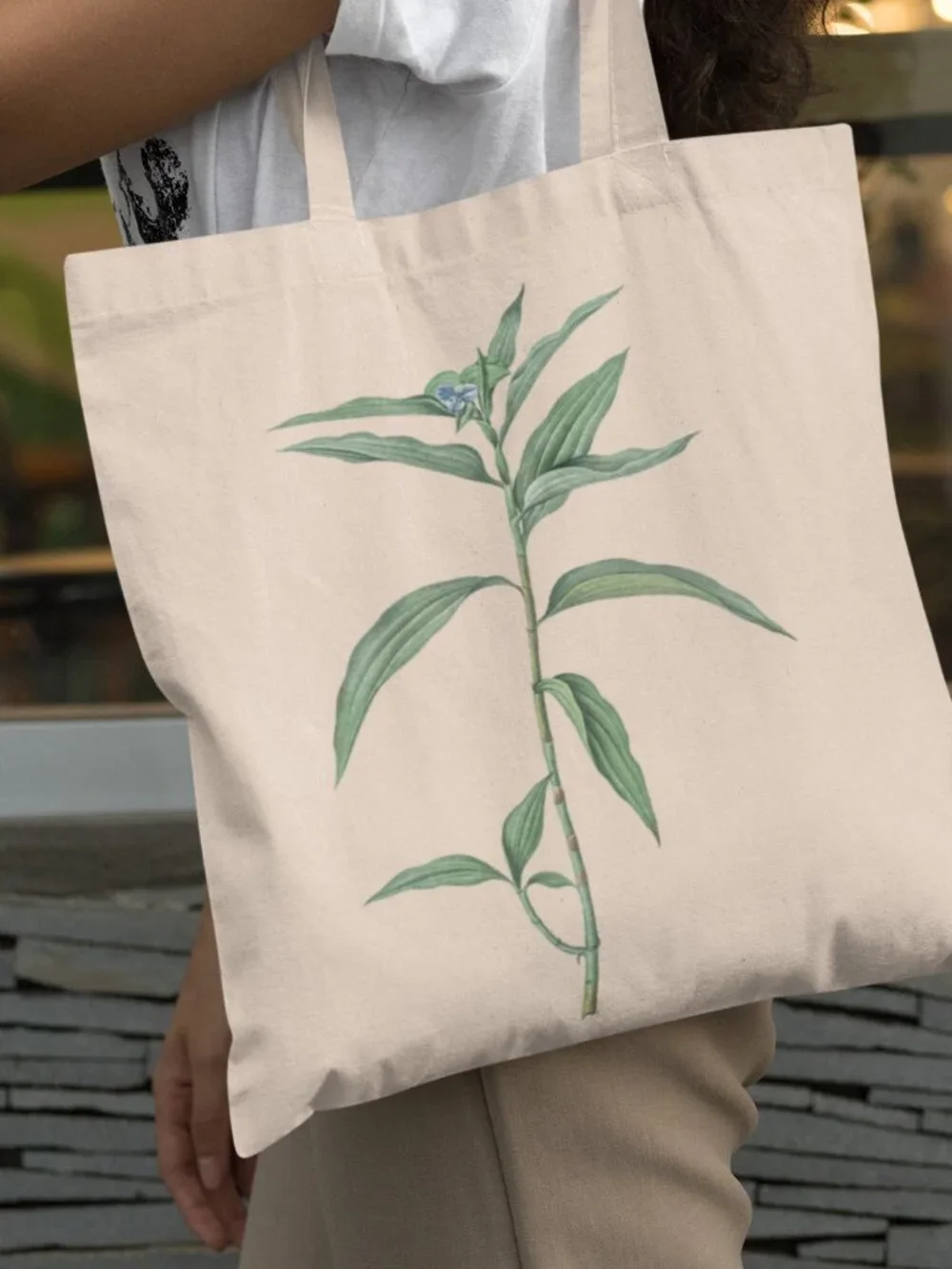 Dayflower Vintage Floral Print Graphic Canvas Tote Bag